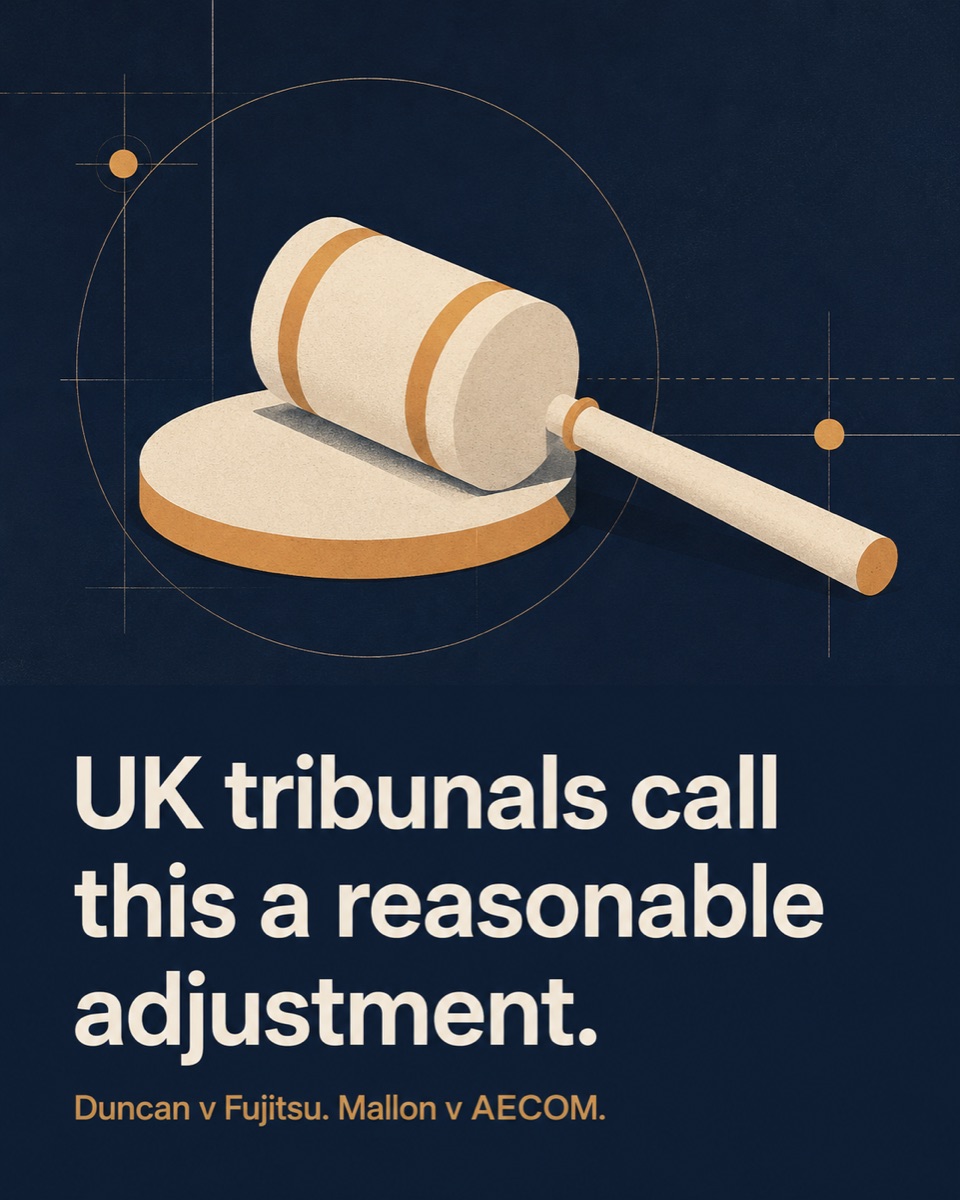 Duncan v Fujitsu: written agendas ahead of meetings accepted as a reasonable adjustment for an autistic employee.
